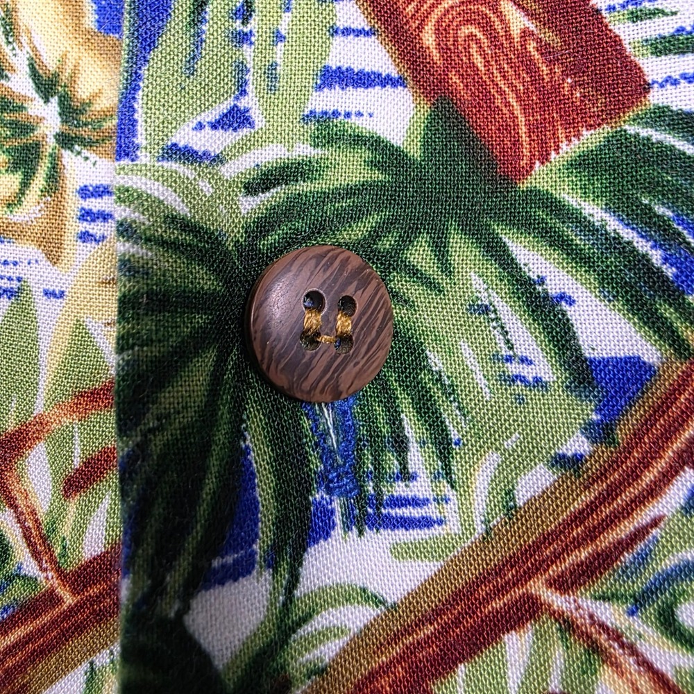 Caribbean Fun shirt Mens XXL Blue Floral Print Hawaiian Aloha - Picture 3 of 8